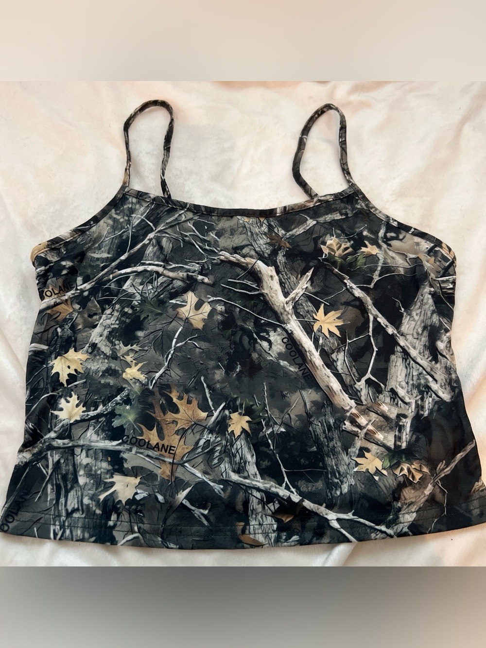 SHEIN Black, Gray & Brown Camo Spaghetti Strap Crop Top
